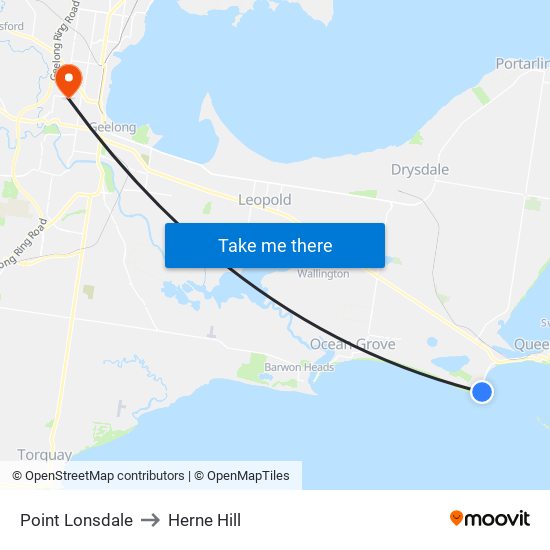 Point Lonsdale to Herne Hill map