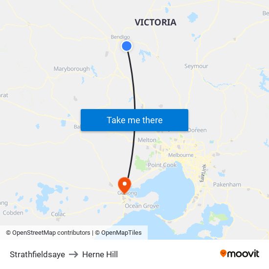 Strathfieldsaye to Herne Hill map