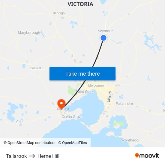 Tallarook to Herne Hill map