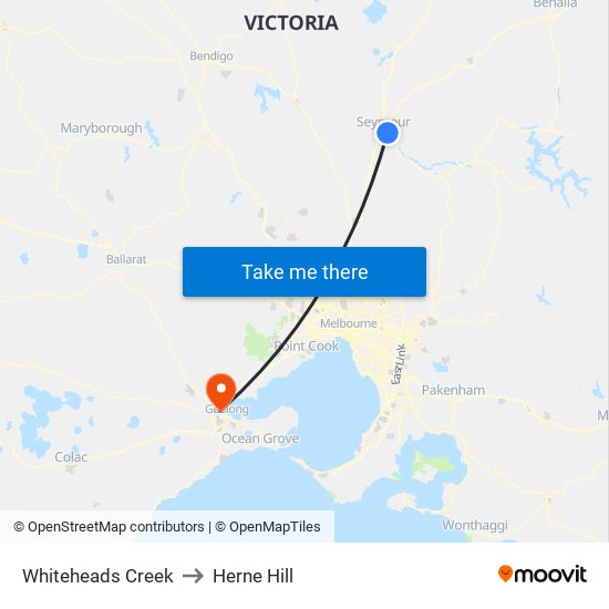 Whiteheads Creek to Herne Hill map