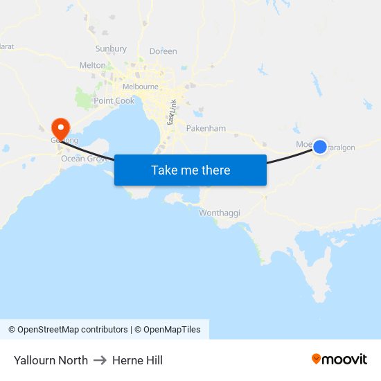 Yallourn North to Herne Hill map