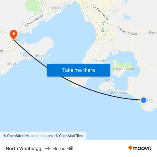 North Wonthaggi to Herne Hill map