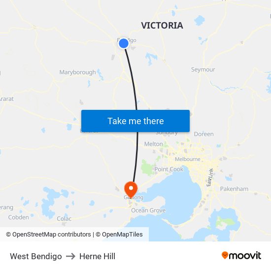 West Bendigo to Herne Hill map