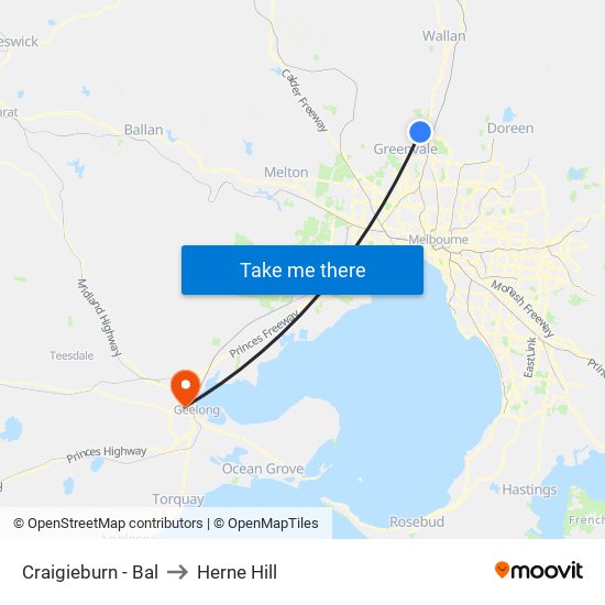 Craigieburn - Bal to Herne Hill map