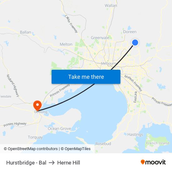 Hurstbridge - Bal to Herne Hill map