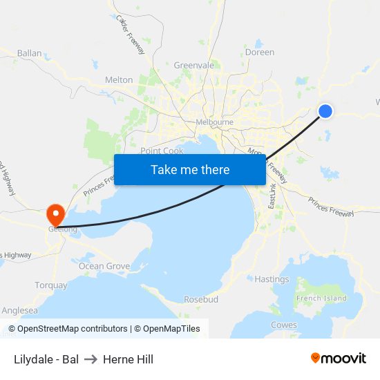 Lilydale - Bal to Herne Hill map