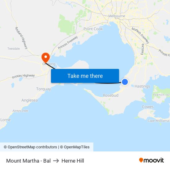 Mount Martha - Bal to Herne Hill map