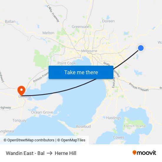 Wandin East - Bal to Herne Hill map