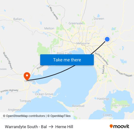 Warrandyte South - Bal to Herne Hill map