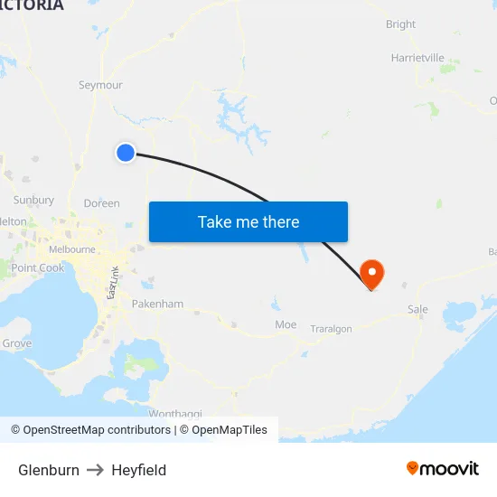Glenburn to Heyfield map