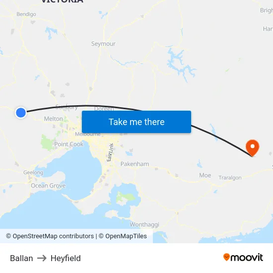 Ballan to Heyfield map