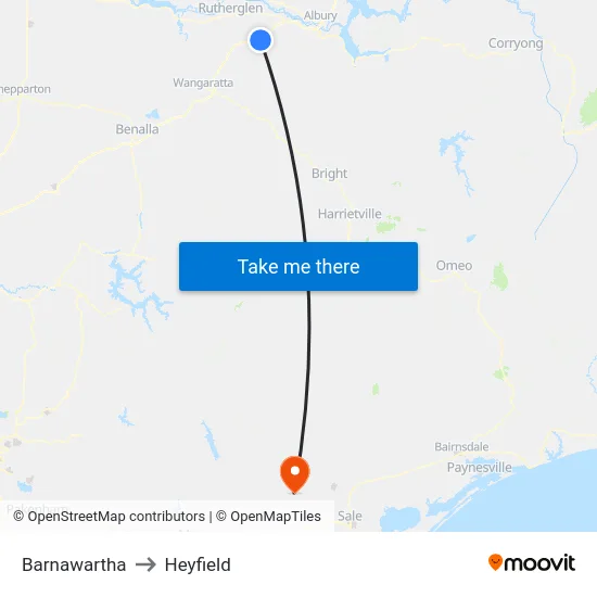 Barnawartha to Heyfield map