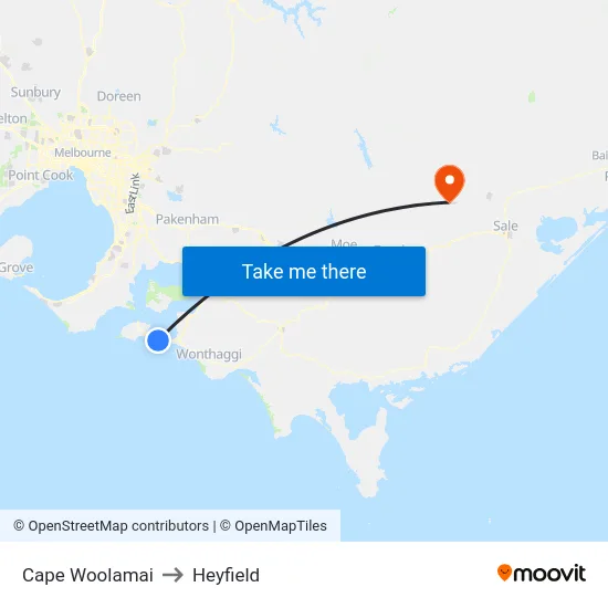 Cape Woolamai to Heyfield map