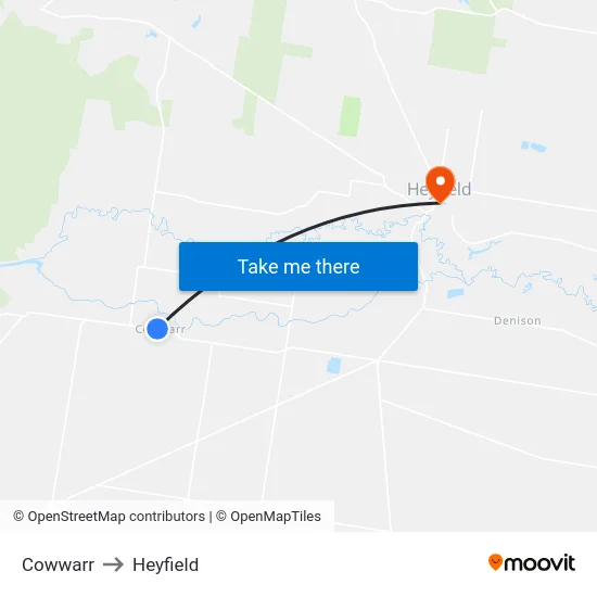 Cowwarr to Heyfield map