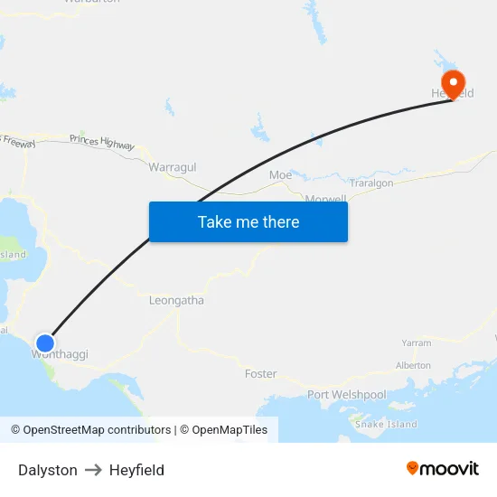 Dalyston to Heyfield map