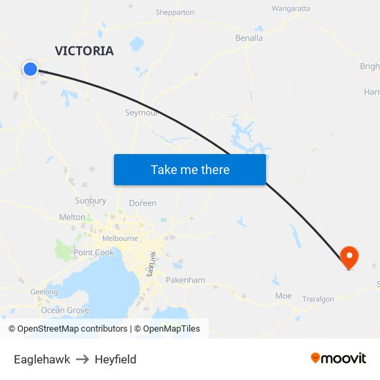 Eaglehawk to Heyfield map