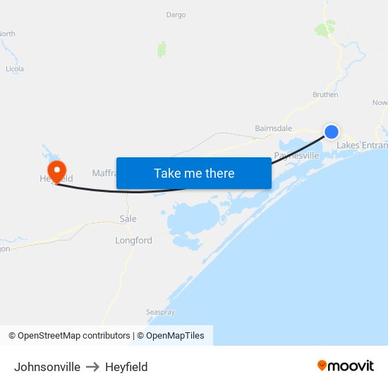 Johnsonville to Heyfield map