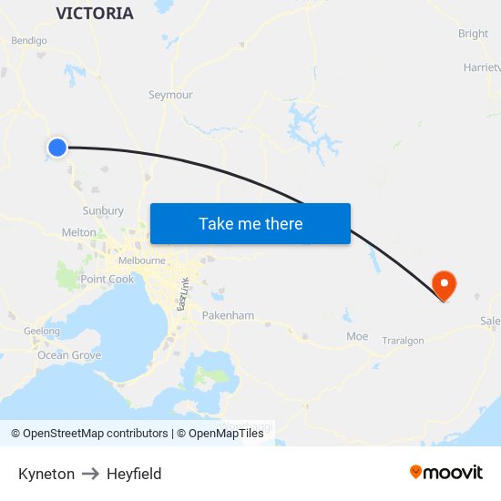 Kyneton to Heyfield map