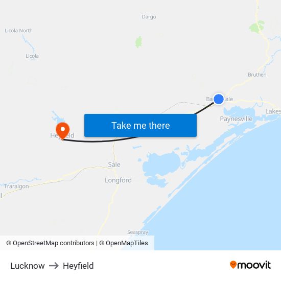 Lucknow to Heyfield map
