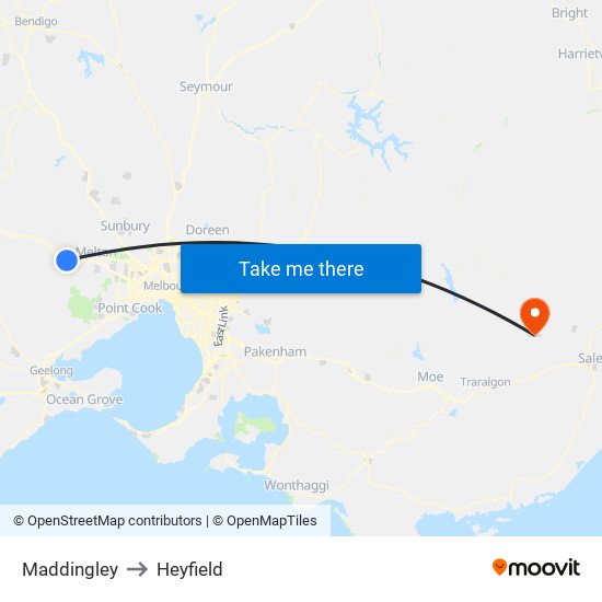 Maddingley to Heyfield map