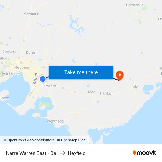 Narre Warren East - Bal to Heyfield map