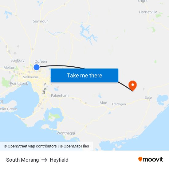 South Morang to Heyfield map