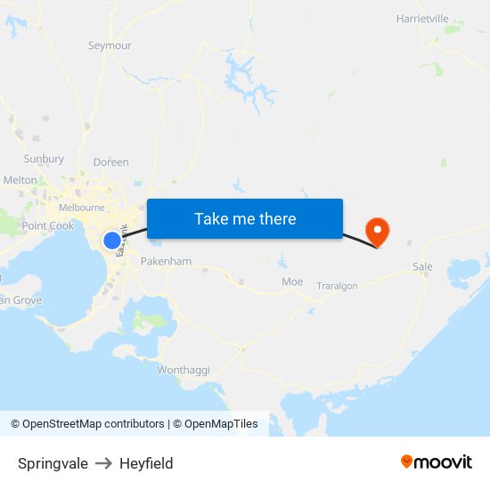 Springvale to Heyfield map