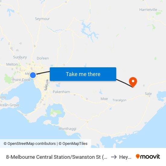 8-Melbourne Central Station/Swanston St (Melbourne City) to Heyfield map