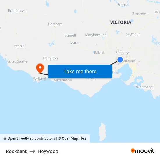 Rockbank to Heywood map