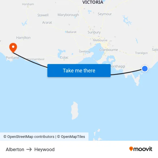 Alberton to Heywood map