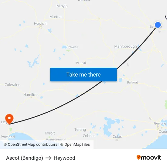 Ascot (Bendigo) to Heywood map