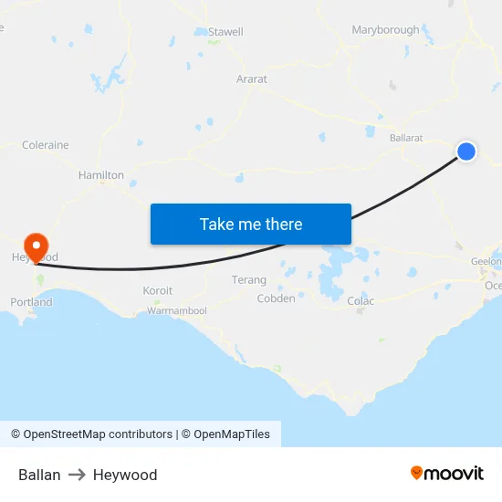 Ballan to Heywood map