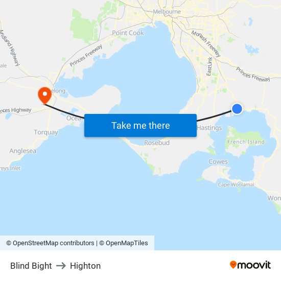 Blind Bight to Highton map