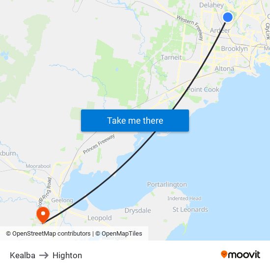 Kealba to Highton map