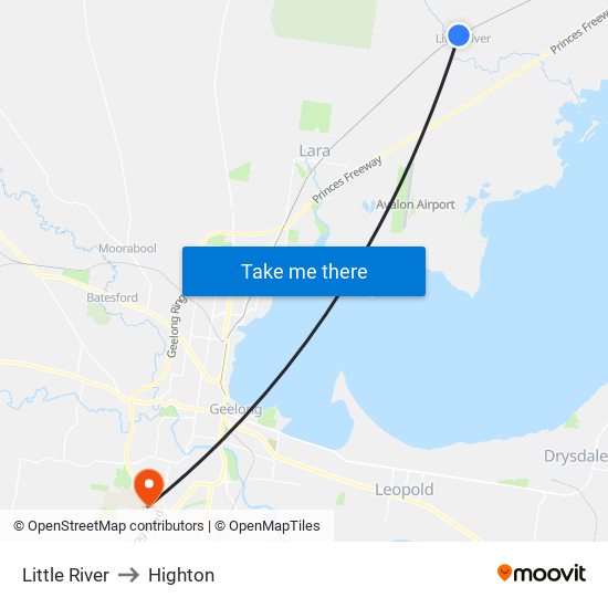 Little River to Highton map