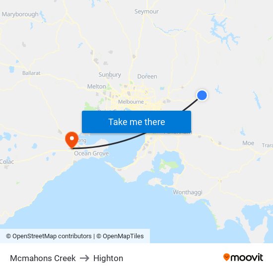 Mcmahons Creek to Highton map