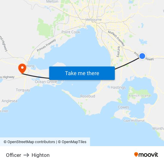 Officer to Highton map
