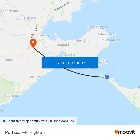 Portsea to Highton map