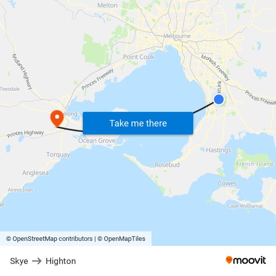 Skye to Highton map