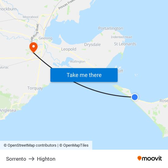 Sorrento to Highton map