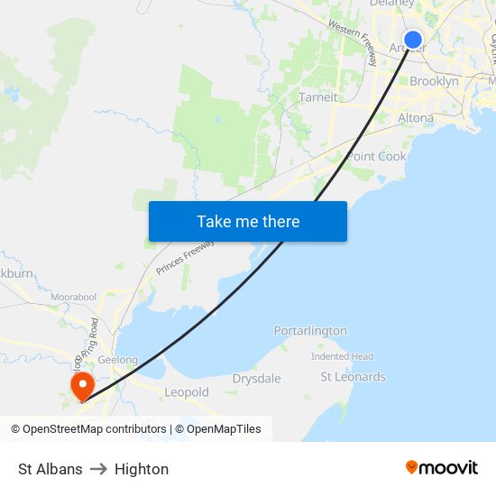 St Albans to Highton map