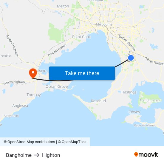 Bangholme to Highton map
