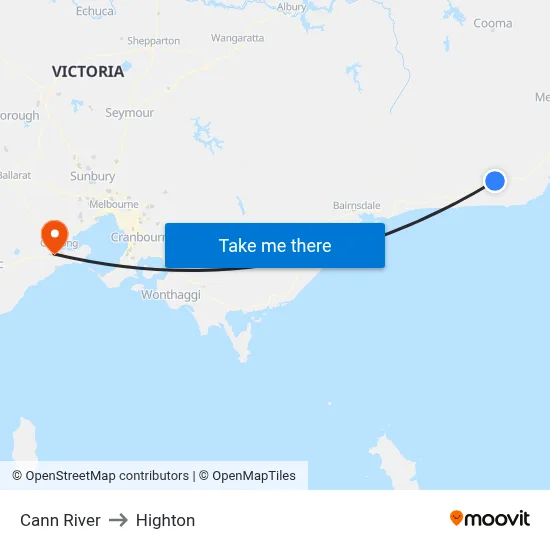 Cann River to Highton map