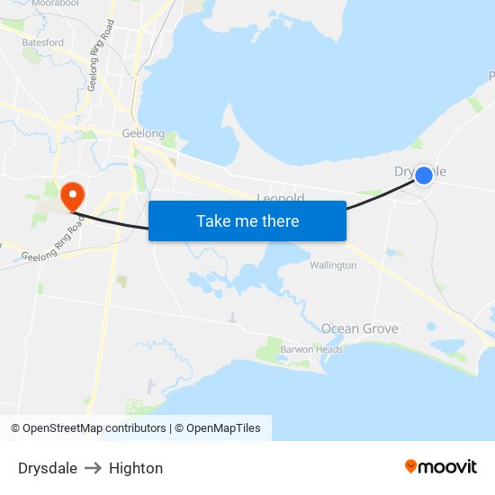 Drysdale to Highton map