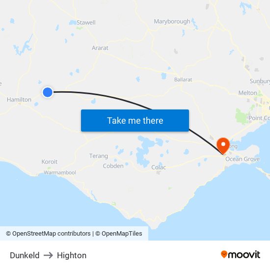 Dunkeld to Highton map