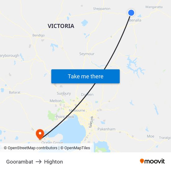 Goorambat to Highton map