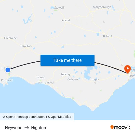Heywood to Highton map