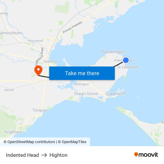 Indented Head to Highton map