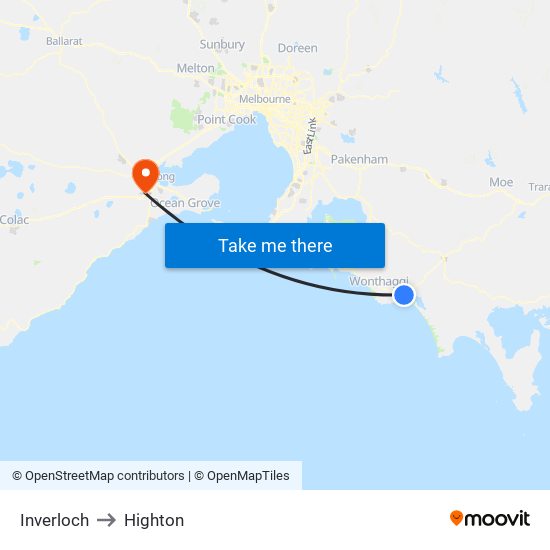 Inverloch to Highton map