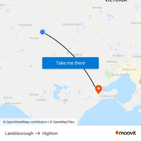 Landsborough to Highton map